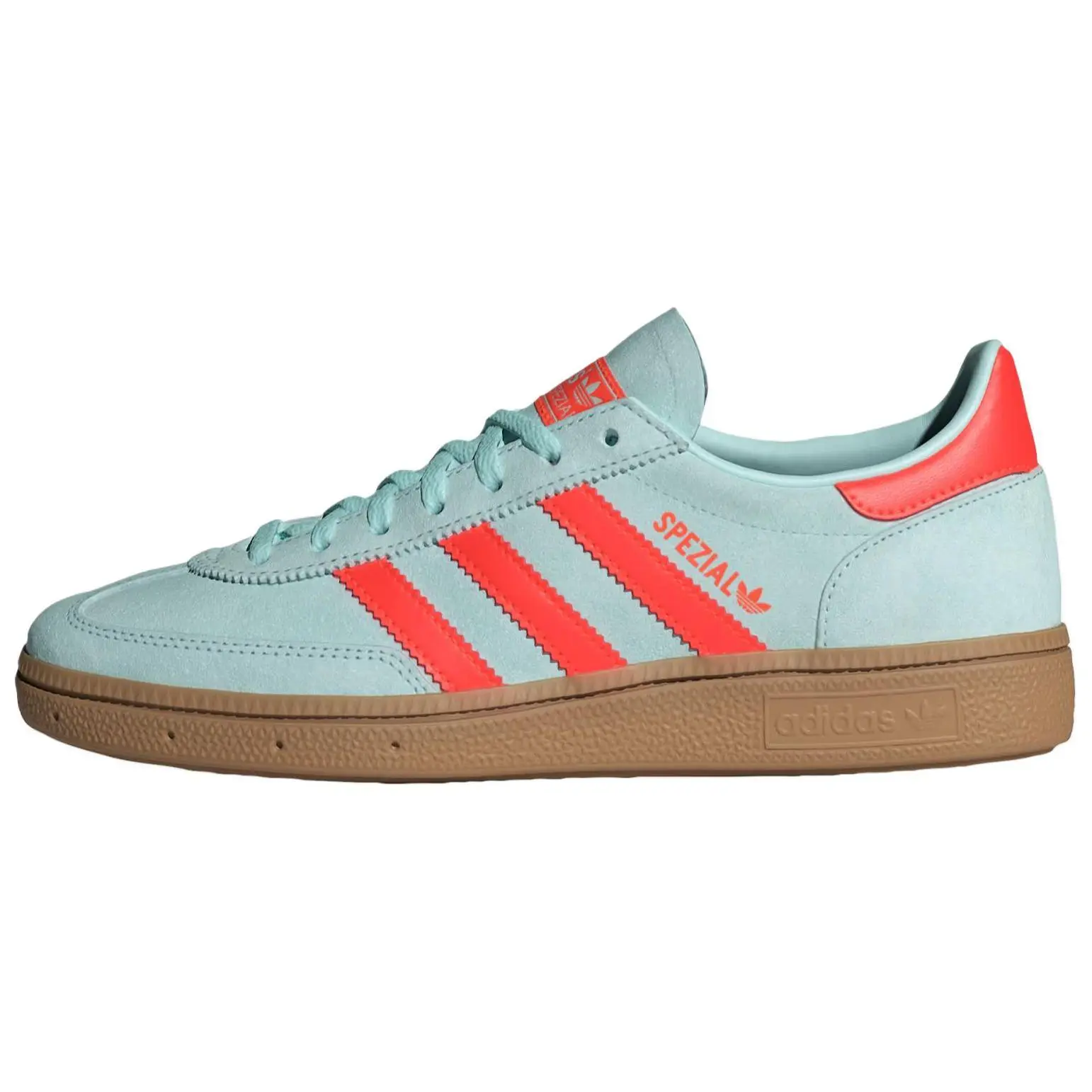 Women's Adidas Wmns Handball Spezial Closed Athletic Sports Shoe - Semi Flash Aqua, Impact Orange Trainer, Sports Shoes, Casual, Footwear, Sneaker, Gym, Laces Casual Trainers, Walking Shoes