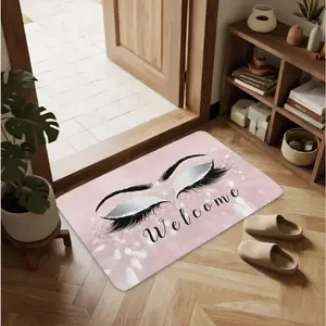 1 Piece of Beautiful Eyelash Printed Door Mat for Entrance Living Room or Bedroom Decoration Printed Carpet Decoration Soft Floor Mat Suitable for Home Decoration in Indoor Living Room and Bedroom Home Decorative Rug