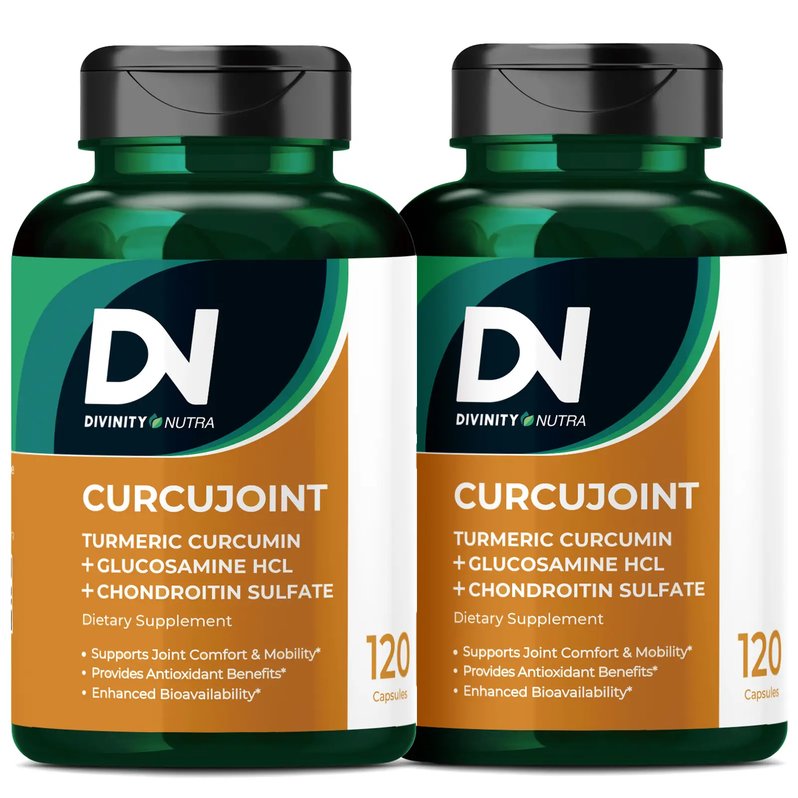 DN 2/3 Packs Joint Supplement with Turmeric Curcumin, Glucosamine, Chondroitin, Joint Mobility & Discomfort Relief and Inflammatory Response, 120 Caps, Divinity Nutra
