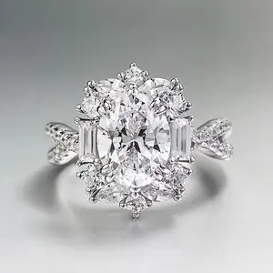 S925 sterling silver oval cut ring 7*9mm 6A cubic zirconia ring fashion jewelry accessory woman girl promise ring Springtok-280