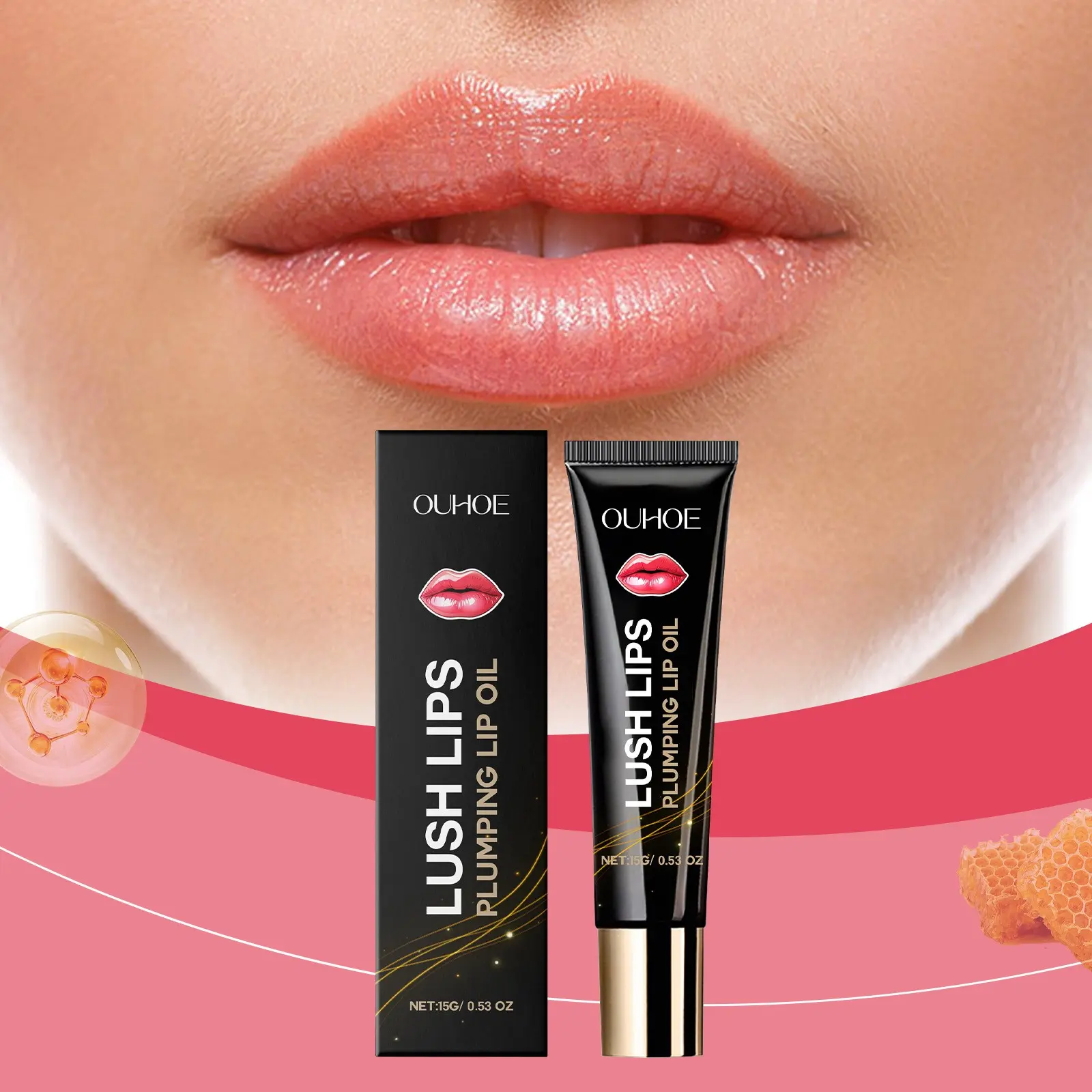 Nourishing, Plump and Moisturizing Lip Oil for Hydration, Reduces Lip Lines with Non-Greasy Formula, Glossy Finish for Soft Lips