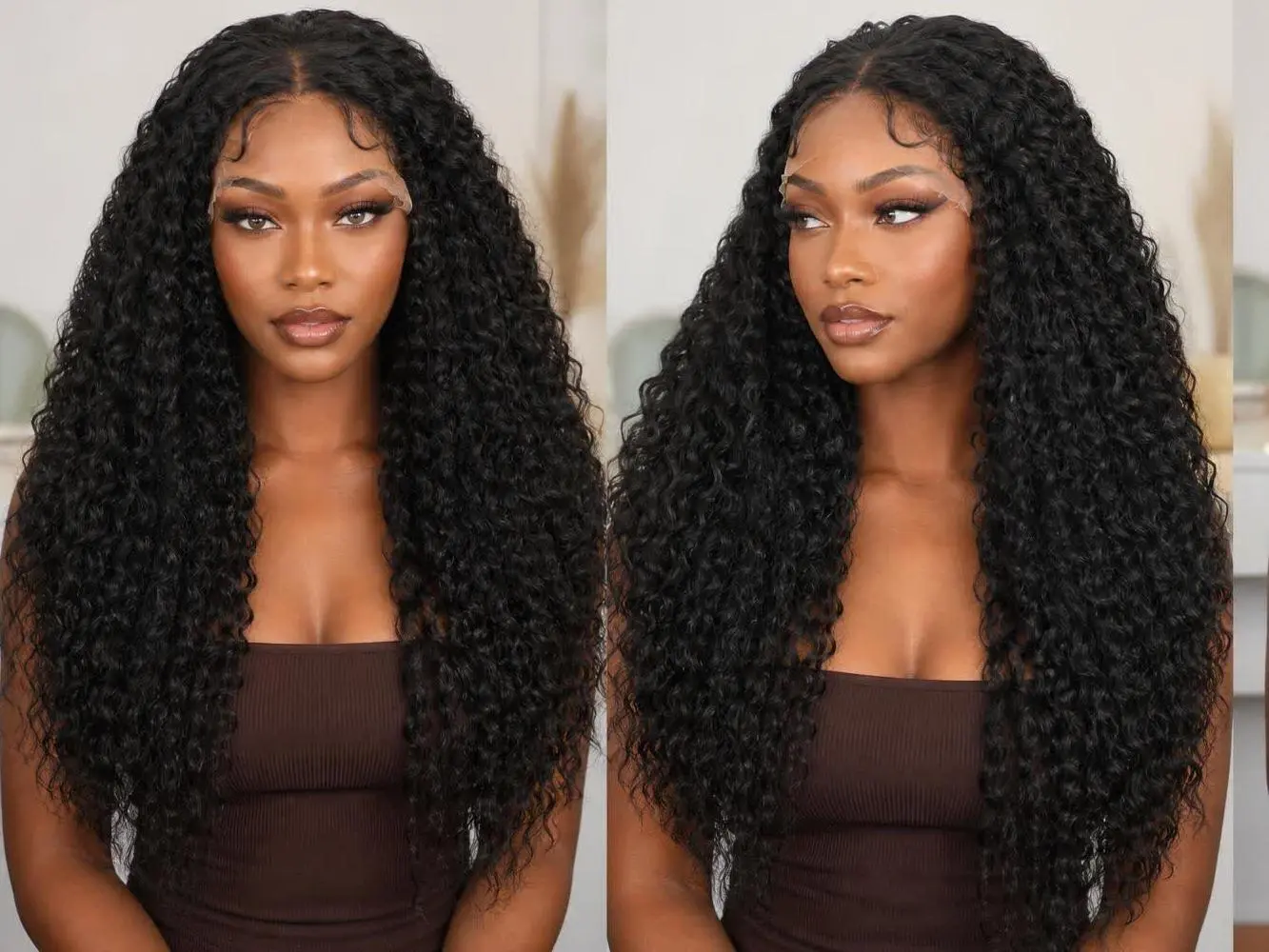 Synthetic 24in 13x4 Lace Front Water Wave Wig, Glueless Pre-Bleached Pre-Plucked Hairline, Fluffy Heat Resistant Lace Frontal Wig, Lace Frontal Wigs