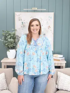 Floral Print Lace Up Front Top | S-L