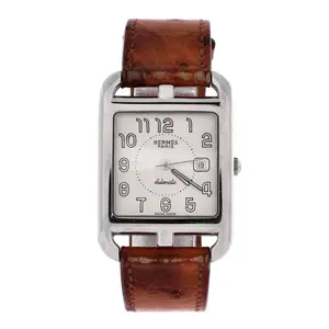 Pre-owned Hermes Cape Cod Automatic Watch Stainless Steel and Ostrich 29 by Rebag