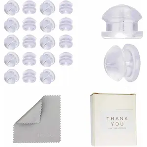 Upgrade Soft  Earring Backs,  Hamburger Shaped Earring Safety Backs Clear  Eearring Backs, Earring Backs Stopper with  Cleaning Cloth