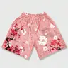 Men's Cherry Blossom Full-Print Drawstring Sport Shorts, Trendy Streetwear, Casual Shorts, Beach Shorts for Summer, Loose Fit Shorts, Loose Sporty Shorts