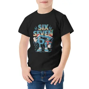 Boy's 67 Emoji Gesture Robot Number Character Mecha Blue Lightning Fun 100% Cotton Pattern T-Shirt, #67 T-Shirt. Perfect gift for Christmas and game day parties. Comfortable stretch fabric is great for sports and play. Suitable for all occasions.