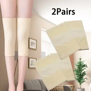 2 Pairs Cotton Knee Sleeves Four Sided Elastic Knee Pads Pain Relief Compression Knee Brace Fashion Accessories