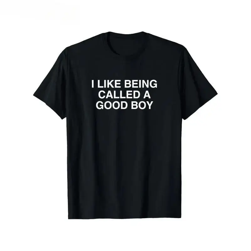 American-style high street Men's Funny "I Like Being Called a Good Boy" Graphic T-Shirt - Black  Short-Sleeve Tee, Comfortable & Versatile Summer Casual Wear Menswear Top