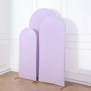 Set of 3 Matte Lavender Lilac Spandex Fitted Chiara Backdrop Stand Covers For Round Top Wedding Arch - 5ft, 6ft, 7ft
