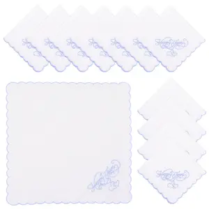 12Counts Cotton Embroidered Handkerchief Soft Comfortable Embroidered Square Scarf Memorable Wedding Handkerchief for Party