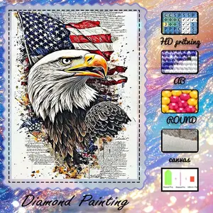 DIY 5D Velvet Cloth Diamond Painting Kit, AB Diamonds, Fairy Dust Diamonds, Crystal Diamonds Eagle, American Flag, Art Painting Diamond Embroidery, Special Craft Diamond Art Set, Wall Decor, Gift for Family, Loved Ones, Friends.