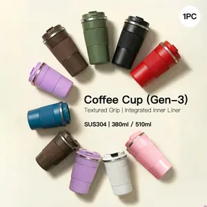 1pc, 380ML/510ML Vacuum Insulated Coffee Travel Mug, Tumbler, Drinkware, Leak-Proof Double Wall Stainless Steel Reusable Thermos, Keeps Drinks Hot/cold, Perfect Gift