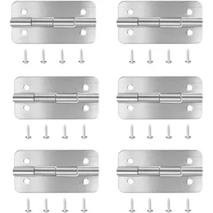 6 count Stainless Steel Cooler Hinges and Screws Set Compatible with Igloo Style Ice Chests (Set of 6 Hinges, 24 Screws)