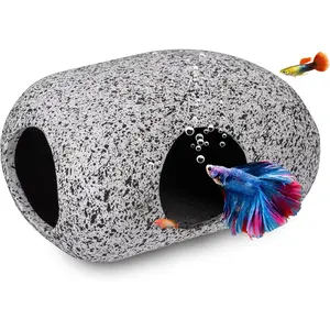 Aquarium Decorations Cave Fish Tank Accessories Rock Decor for Shrimp Cichlid Hiding Breeding Small Fish Bowl Hide Decoration Betta Toys Hideout Stones House(Small) betta  bubble  nest