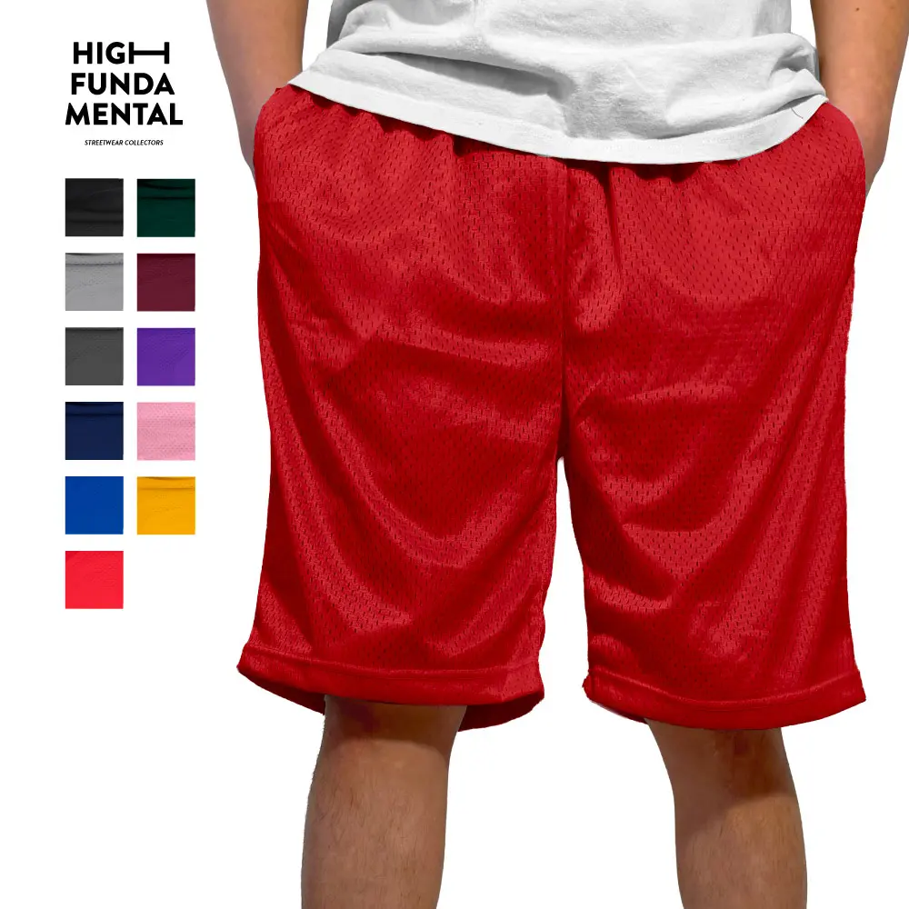 HIGHFUNDAMENTAL Men's Active Mesh Shorts HFM Basketball Shorts with Drawstrings 2 Pockets Lightweight Plain Casual Gym Shorts Hip Hop Harem Multi Colors (S to 5XL)