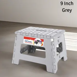9-Inch Foldable Step Stool with Storage Function-Non-Slip, Portable Handle, Suitable for Children and Adults (Weighing up to 300 Pounds), Durable Plastic, Modern Gray Design, Suitable for Bedroom, Kitchen, Bathroom, home Decoration