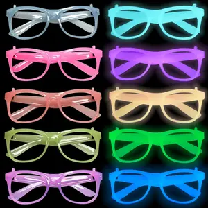 10Pcs Neon Glow In The Dark Glasses, UV Black Light Party Eyeglasses, Luminous Glasses for Birthday Wedding Prom, Festival Party Decoration Supplies