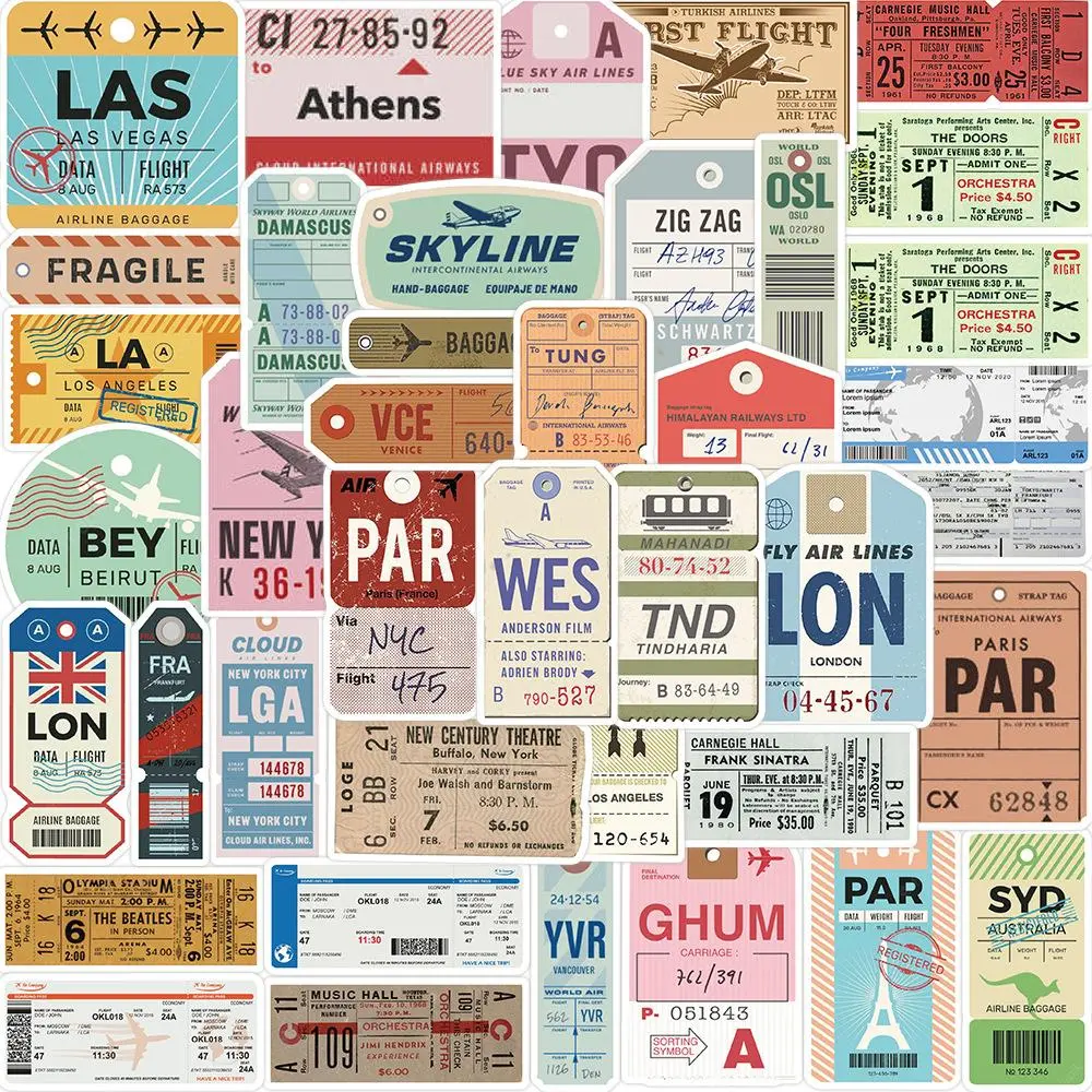 Travel Series Sticker, 40pcs/set Waterproof Decorative Sticker, DIY Creative Sticker for Phone Case, Laptop, Notebook, Helmet, Skateboard