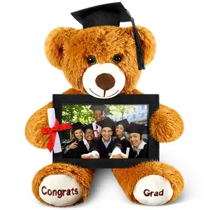 Graduation Bear with Picture Frame Diploma Tassel Cap Graduation Plush Stuffer Animal Bear with Congrats Grad Graduation Gifts Class of 2026 for Daughter Son Girlfriend Boyfriend Classmates Graduation Ceremony Gifts Graduation Party Favors