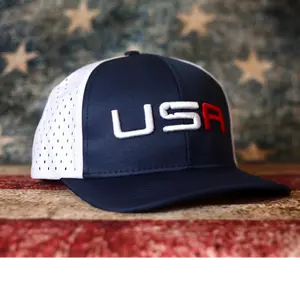 Squash Socialism Team USA Golf Hat Performance Mesh Hat with 3D Team USA Golf Logo in Red White Blue for Adults