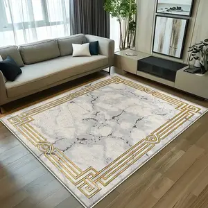 Velvet Rug Base with Border Pattern, Soft Skin-Friendly, Comfortable Foot Feel, Suitable for Living Room Bedroom Doorway, Home Decor Rugs, Home Decorative Rugs