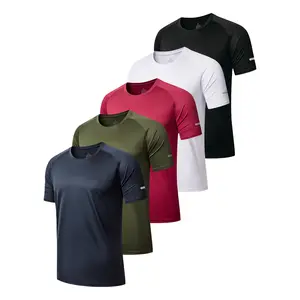 5 Pcs Men's Plain Raglan Sleeve Sports Tee, Quick Dry Breathable Round Neck T-Shirt for Gym Exercise Activewear Athletic Sports Clothing Workout Tops with Supportive Compression Men's Sportswear