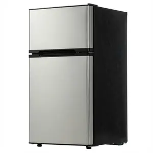 3.1 Cu.ft Two-Door Mini Fridge with Freezer, Compact Refrigerator for Bedroom & Office - Energy Efficient, Ultra Quiet Mini Fridge with Separate Freezer Compartment & Reversible Door, Sliver