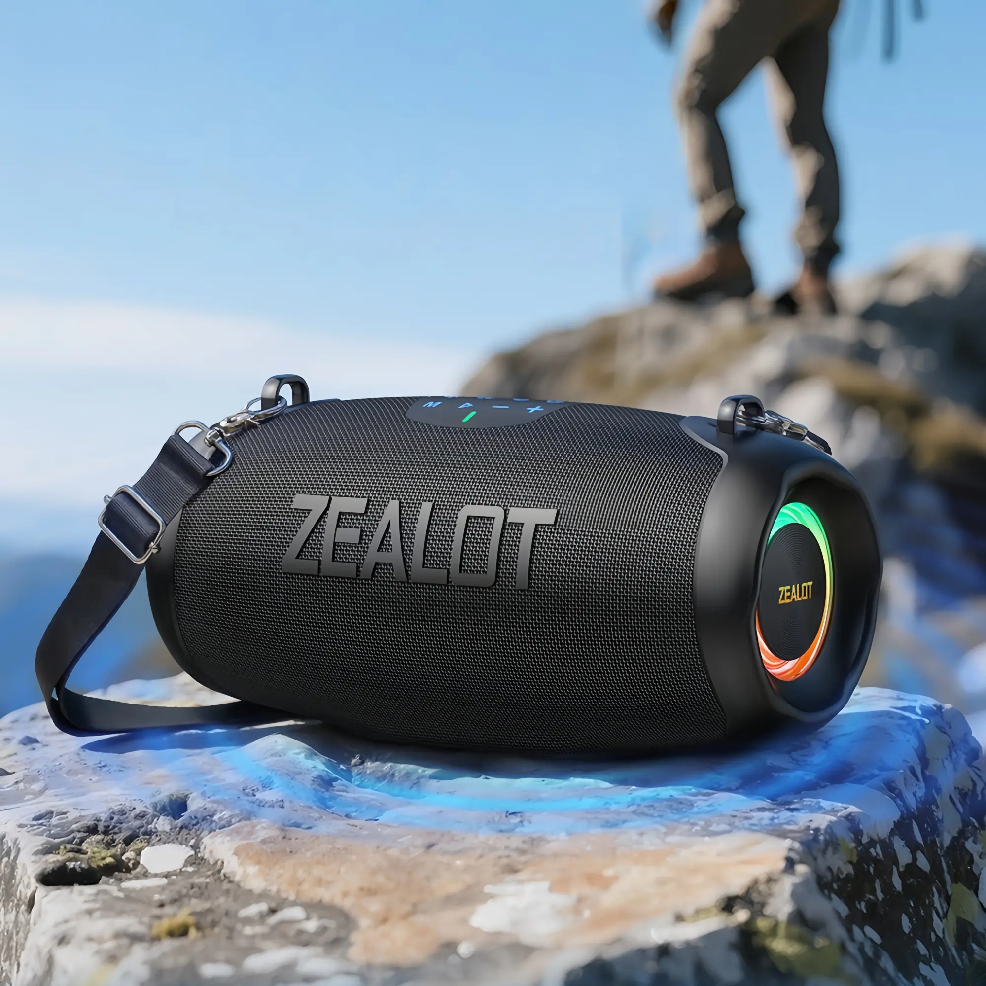 Zealot Portable Outdoor Bluetooth-compatible Speaker, Ipx7 Waterproof Party Speaker, 50w Stereo Sound HiFi Effect, Bass Boost, 6000mah Long Battery Life, Outdoor Wireless Speaker