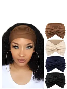 4pcs Bohemian Yoga Hair Bands, Elastic Non-Slip Wide Headbands, Sweat-Wicking Workout Headbands for Women, Ideal for Yoga and Daily Use