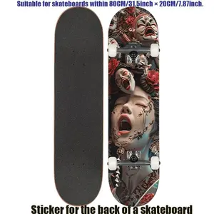 1 Flat Scary Spooky Girl Retro Skateboard Sticker for Shuangqiao Skateboard, Scooter Sticker, Cool Sports Skateboard,