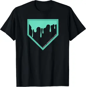 Baseball Home Plate Drip 2 Mint T-Shirt - Crewneck Men Women Youth Boys Girl T-shirt Cotton Fabric