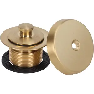 Lift Turn Tub Drain Trim Kit with One Hole Overflow Faceplate Conversion Kit Assembly Universal Fine Coarse Thread Replacement Brushed Gold