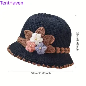 2026 new middle-aged and elderly hat for children, winter grandma with thick velvet insulation, mother's woolen hat, old lady's knitted fisherman hat