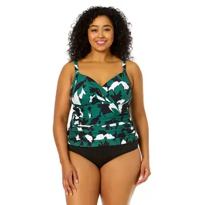 Women's Plus Size Desert Bloom Twist Front Underwire Tankini Swim Top