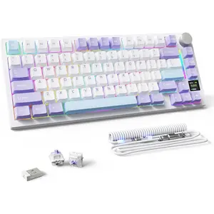 Attack  X820 Ultra  Mechanical Keyboard with TFT  Display&Knob,75% /2.4GHz/USB-C Wired Gaming Keyboard,Gasket-Mounted Linear ,for Win/-White