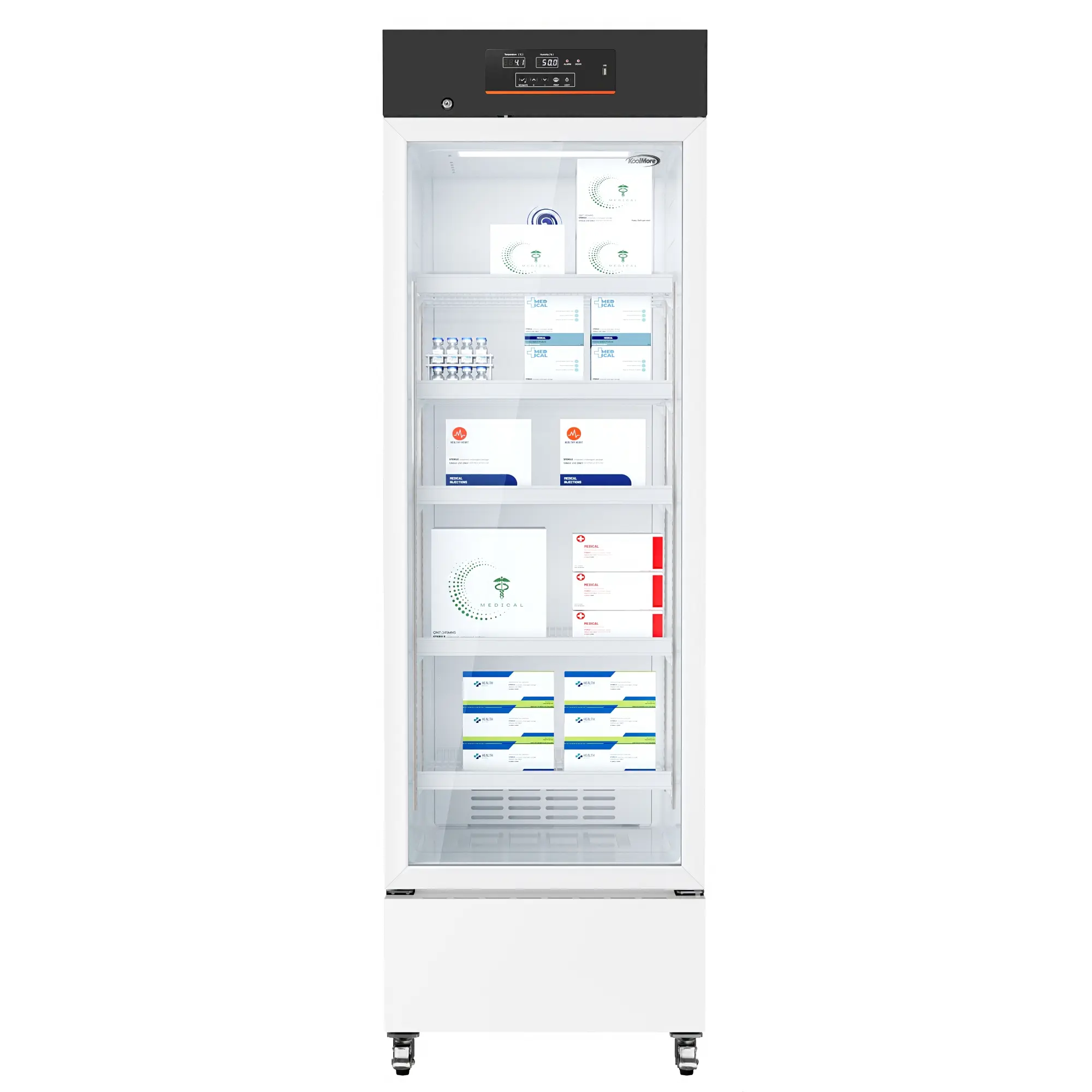 24 in. 11 cu. ft. Medical Pharmacy Refrigerator With Multi-Level Emergency Alarms in White, UL Listed (KM-PHR-11C)