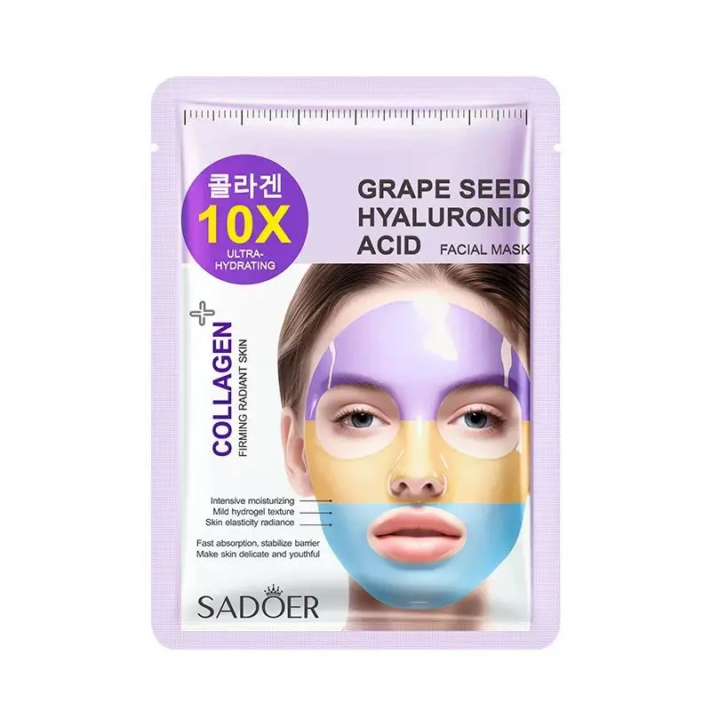 Tri-Color Collagen & Hyaluronic Acid Hydrating Face Mask - Ultra Moisturizing Facial Mask