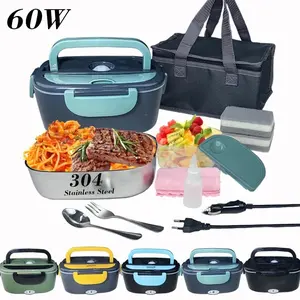 Electric Lunch Box Food Warmer Portable Heater for Car and Home - Leak Proof, Heating Microwave for Truckers Cover Container plugin lunchbox Plastic