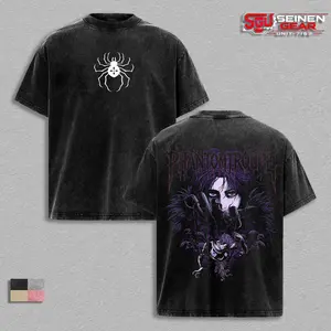 Chrollo Lucilfer Phantom Troupe Leader Back Print Vintage Washed Oversized T-Shirt, Hunter x Hunter Anime Streetwear Graphic Tee, Heavyweight Cotton Men’s Clothing Gift for Him Summer Outfit