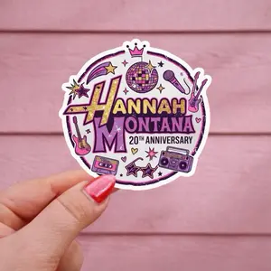 Hannah Montana 20th Anniversary Sticker Colorful Design Microphone, Guitar, and Boombox Stickers