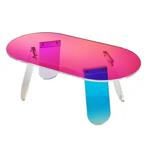 VEVOR Acrylic Coffee Table, TikTokShopBlackFriday, Iridescent Acrylic End Table, 13.8 inch high Colorful Acrylic Side Table, for Coffee, Drink, Food, Snack used in Living Room, Courtyard, Terrace