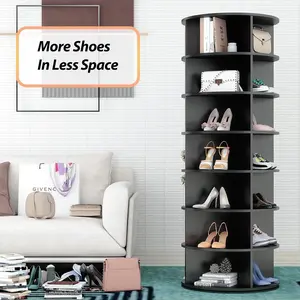 7 Tier Rotating Shoe Rack Tower, Spinning Shoe Organizer Rotating Shelf, Space-Saving 360° Revolving Shoe Rack Storage Round Carousel for Entryway, Closet & Bedroom