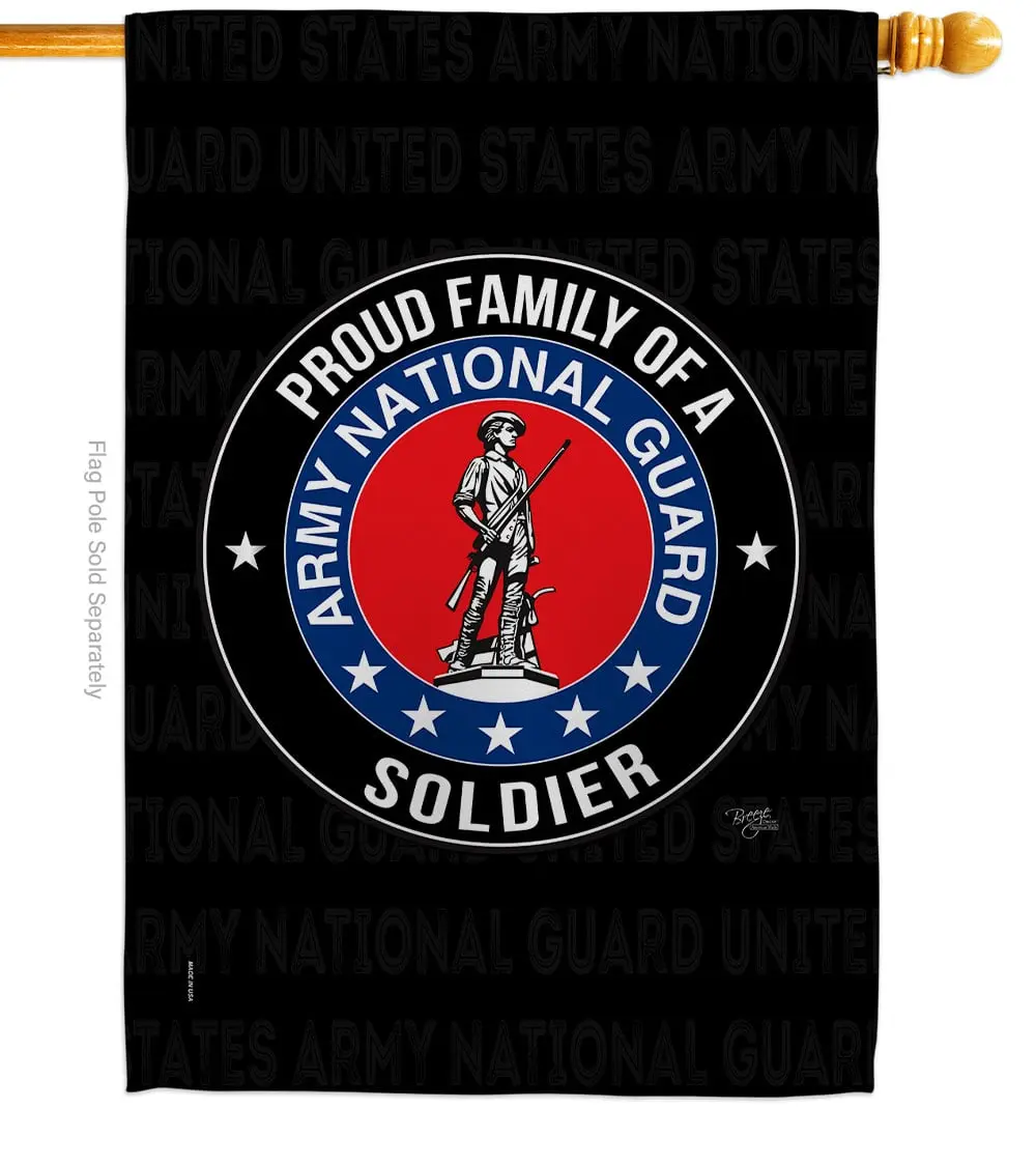 Breeze Decor H108537-BO Army Proud Family Soldier House Flag Armed Forces National Guard 28 x 40 in. Double-Sided Decorative Vertical Flags for Decoration Banner Garden Yard Gift