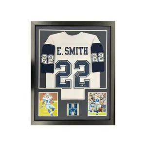 Emmitt Smith Autographed White Framed Football Jersey (Beckett) 35x44