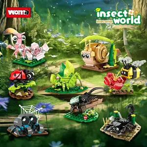 Animal and insect building block toys, unicorn fairies, mantises, grasshoppers, ladybugs, snails, scorpions, bees, spiders, STEM educational toys, suitable for nature enthusiasts to collect and display, perfect birthday gifts for boys and girls aged 6-12