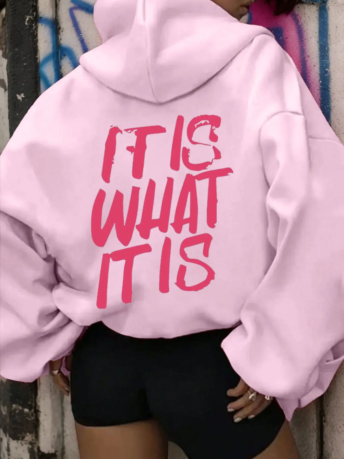 Women's Loose Fit Hoodie with Adjustable Drawstring Design, Letter Print, Casual Streetwear College Style, Long Sleeve, Spring Summer