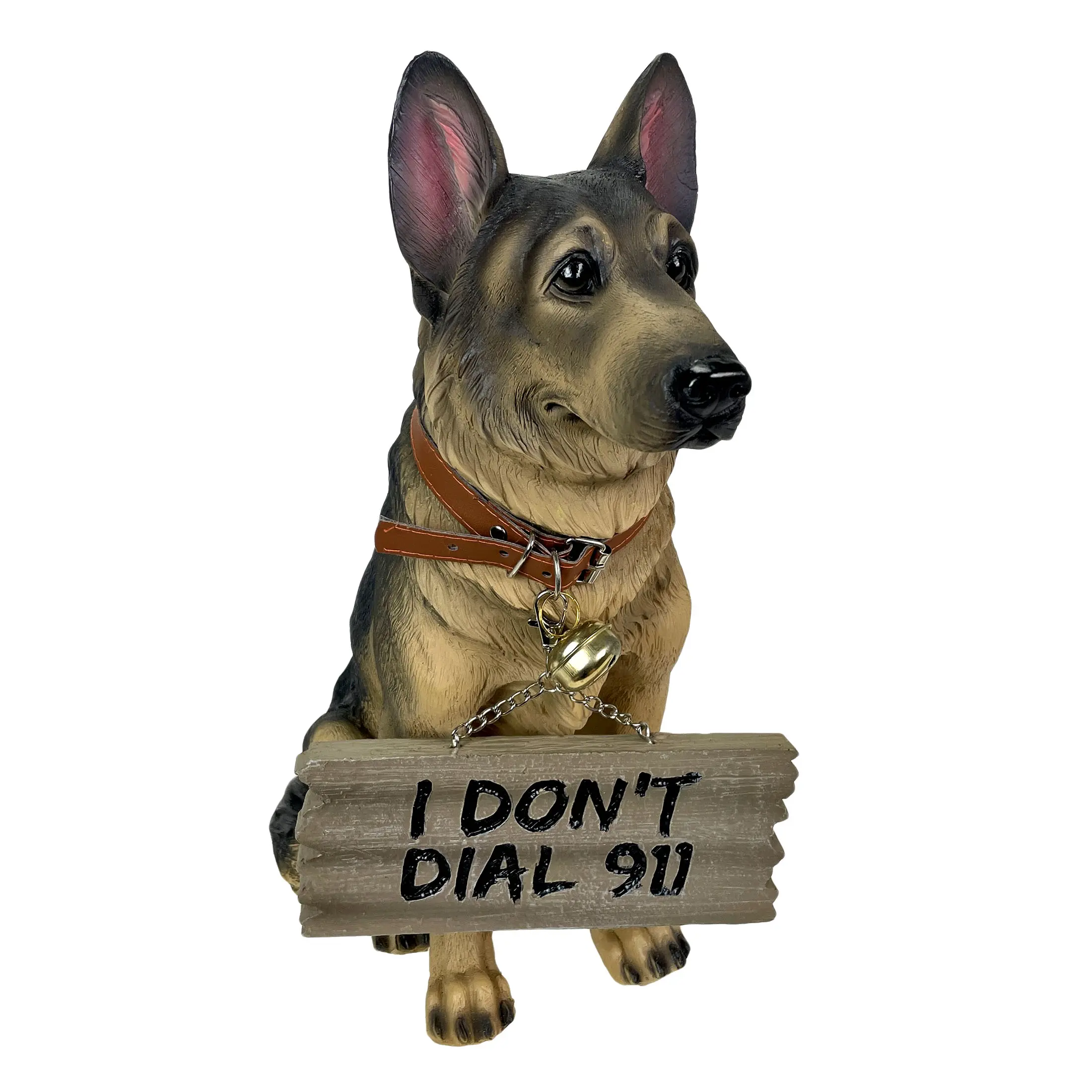 I Don't Dial 911 German Shepherd Guard Dog Warning Statue