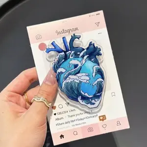 Beneath The Waves Magnetic Phone Grip, Sea Heart Magsafe Phone Stand, Perfect Gift for Teens, Aesthetic Reader Kindle Popgrip Stand sticky Library Card mount accessories Flower-Shaped Multi-Functional holder Universal Adjustable Car