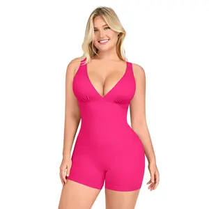 SHAPELLX  Deep V Sculpt Bodycon Stretch Shorts Jumpsuit Romper Tummy Control Boyleg Bodysuit  Sales
